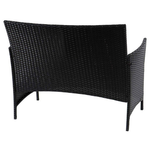 MVG Gartenbank 2-Sitzer aus Stahl und Polyrattan mit Polstern in Schwarz, B/H/T: 106 x 83 x 60 cm - Bild 3