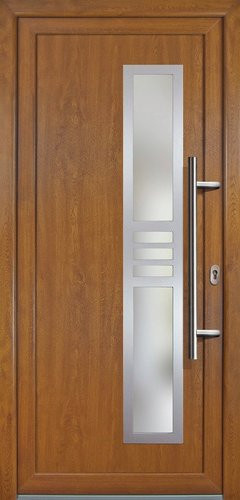 Meeth Kunststoff-Haustür Signum Exklusiv in Golden Oak mit satiniertem Glaseinsatz, Farbe Gold/Braun, Höhe: 208,0 cm, Breite: 98,0 cm, Tiefe: 7,0 cm - Bild 1