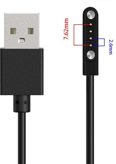 Jumaocun-Fashions USB-C Smartwatch-Ladekabel mit 4-Pin-Anschluss und 7,62 mm Abstand in Schwarz - Bild 1