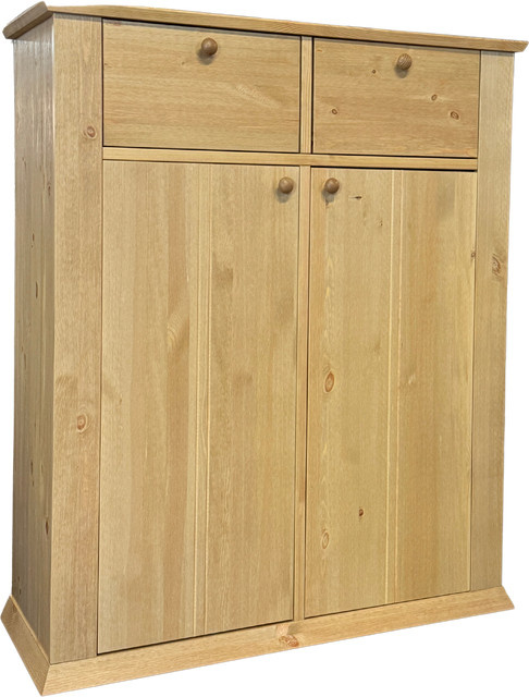 Wäscheschrank Göteborg aus massiver Kiefer im Landhausstil, Beige - Bild 1
