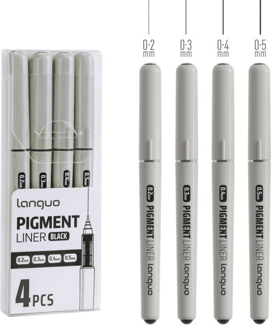 Kolorowys Fineliner-Stifte Set mit 4 Stück, ultrafeine Spitzen in 0,2 mm, 0,3 mm, 0,4 mm und 0,5 mm, wasserfeste Tinte für Journaling und Lernbedarf - Bild 1