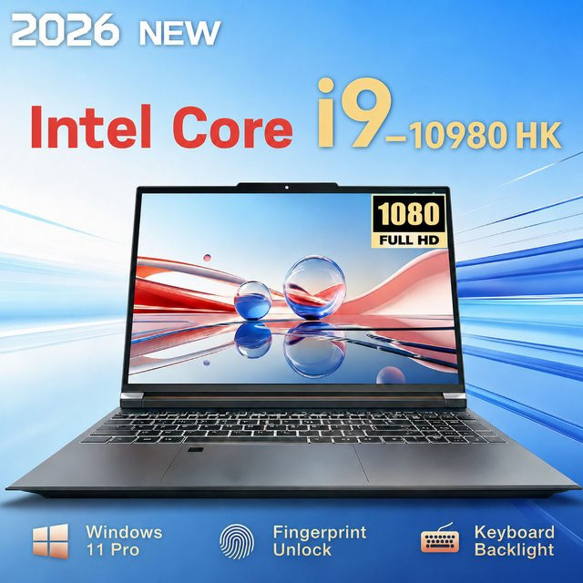 Gaming Laptop mit Windows 11 Pro, Intel Core i9-10980HK, 16GB RAM und 1TB SSD in Silber/Grau, 16 Zoll Display - Bild 1