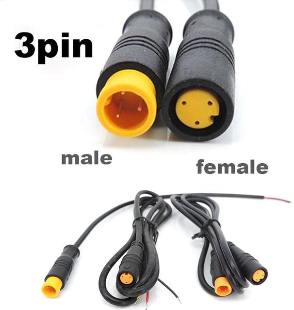 M8 Wasserdichter 3-Pin Elektrofahrrad-Verbindungsstecker Männlich Weiblich für E-Bike und Roller in Schwarz - Bild 1