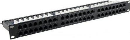 Tecline Patchfeld Cat.6, 48 Port, UTP, 1 HE, schwarz - Bild 1