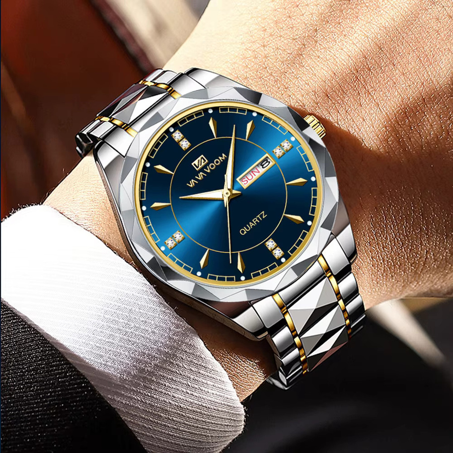VA VA VOOM Armbanduhr Edelstahl, Quarz, 41 mm, Herren, Blau, Kristall - Bild 2