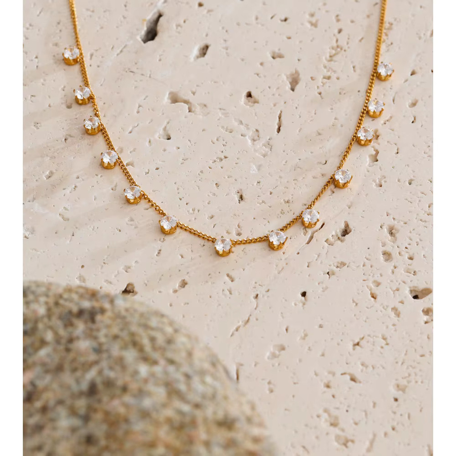 Yhpup Halskette Edelstahl, Zirkonia, Gold, Unisex - Bild 2