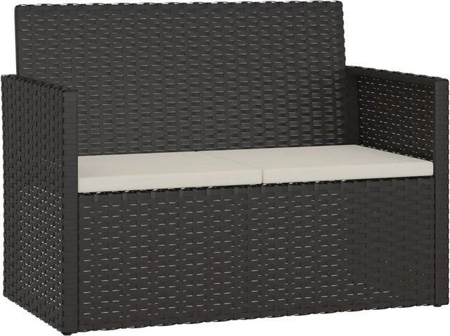 furnicato Gartenbank aus Poly Rattan mit Kissen in Schwarz, B/H/T: 105 x 75 x 56 cm - Bild 1