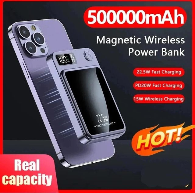 BMAD Magnetische Wireless Power Bank 50000 mAh mit 22,5 W Schnellladefunktion und PD 20 W für Huawei, Samsung und iPhone in Grün - Bild 1