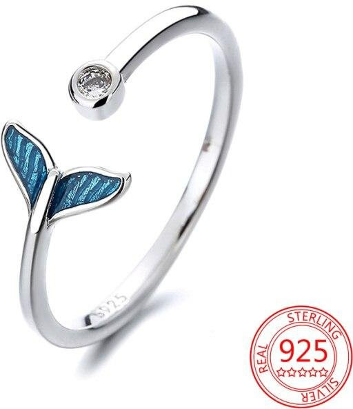 YIRAN Jewelry Fischschwanzring 925 Silber, Kristall, Zirkonia, Damen - Bild 1