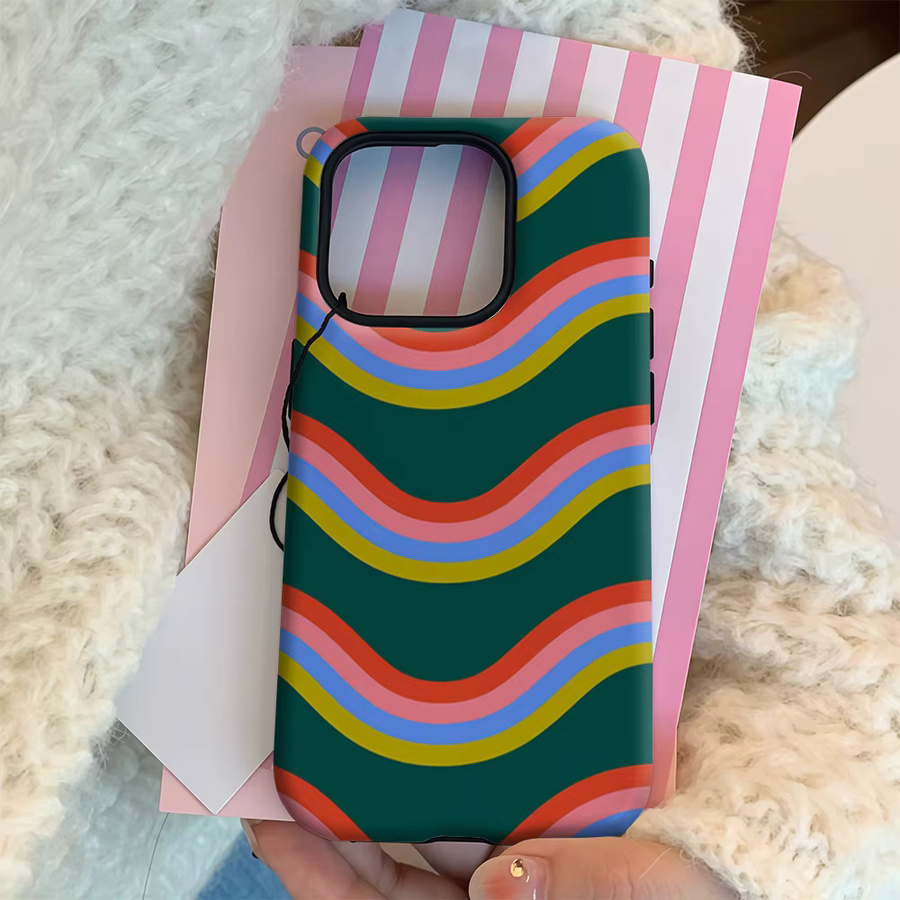 Retro Handyhülle mit Wellenlinien für Apple iPhone 11 bis iPhone 17 Pro Max Plus in Mehrfarbig - Bild 4