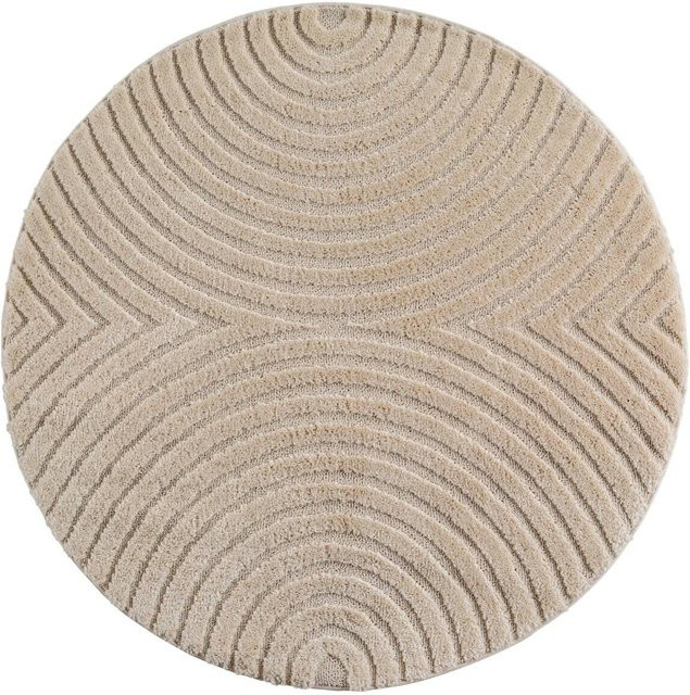 Ayyildiz Kurzflorteppich Art Boho in Beige, Rund, Durchmesser: 160 cm - Bild 1
