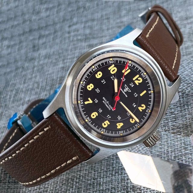 Tandorio Armbanduhr, Edelstahl, Schwarz, Silber, Blau, Saphirglas, 36 mm, Herren - Bild 1