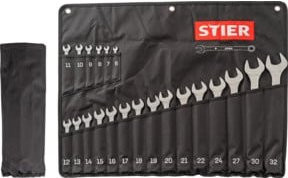Stier Ringmaulschlüssel-Satz 21-teilig aus Chrom-Vanadium in Silber, SW 6 - 32 mm - Bild 1
