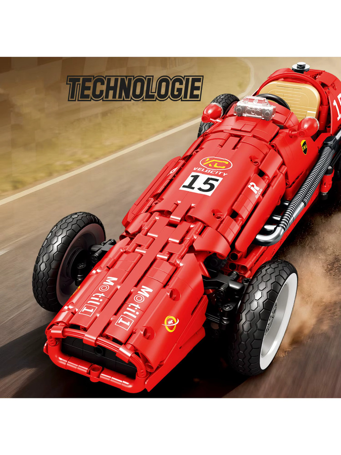 Inhaw Retro Formel 500 Racing Auto, Bausteine, 1809 Teile, 1:8 Maßstab, Rot - Bild 7