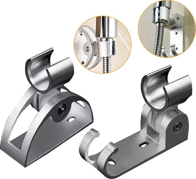 Verstellbare Duschkopfhalterung aus Aluminium in Chrom, wandmontierte Halterung für Badarmaturen in Silber - Bild 1