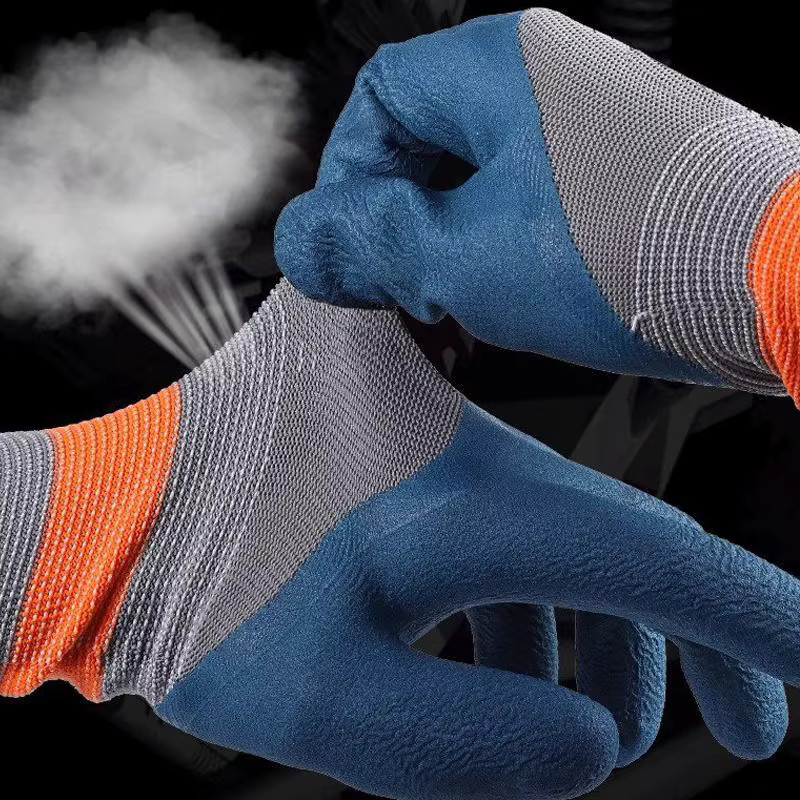 Dornensichere Gummi-Handschuhe von KOQZM mit Handflächenbeschichtung, wasserdicht und langlebig für Garten, Landwirtschaft und Bau, Farben: Grün und Blau - Bild 3
