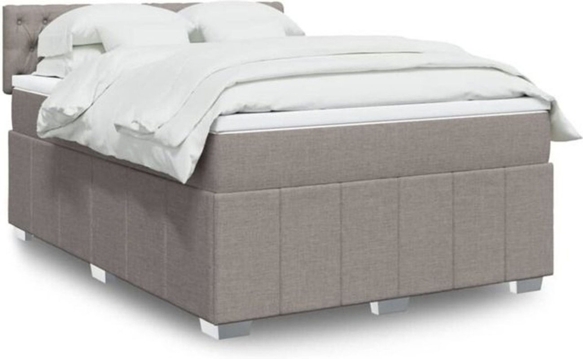 vidaxl Boxspringbett mit Matratze in Taupe meliert aus Stoff und Holzwerkstoff, B/T/H: 160 x 200 x 100,5 cm - Bild 1