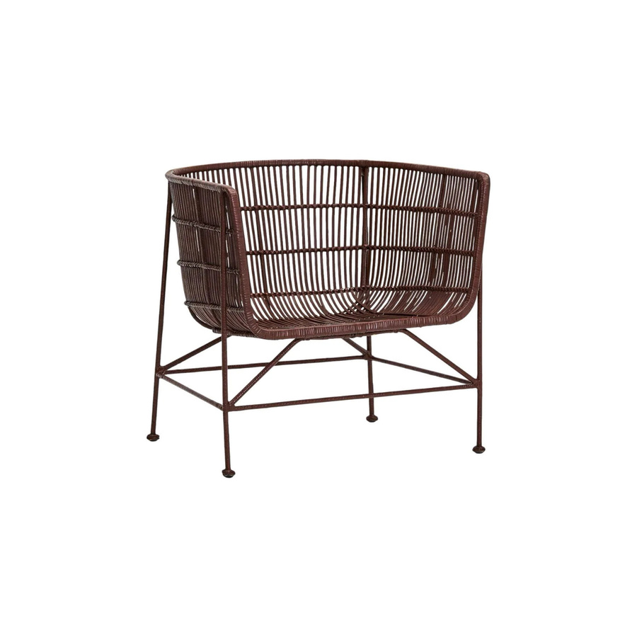 House Doctor Loungesessel Cuun in Maulbeere mit Rattan und Eisen, B/T/H: 70 x 70 x 66 cm - Bild 1
