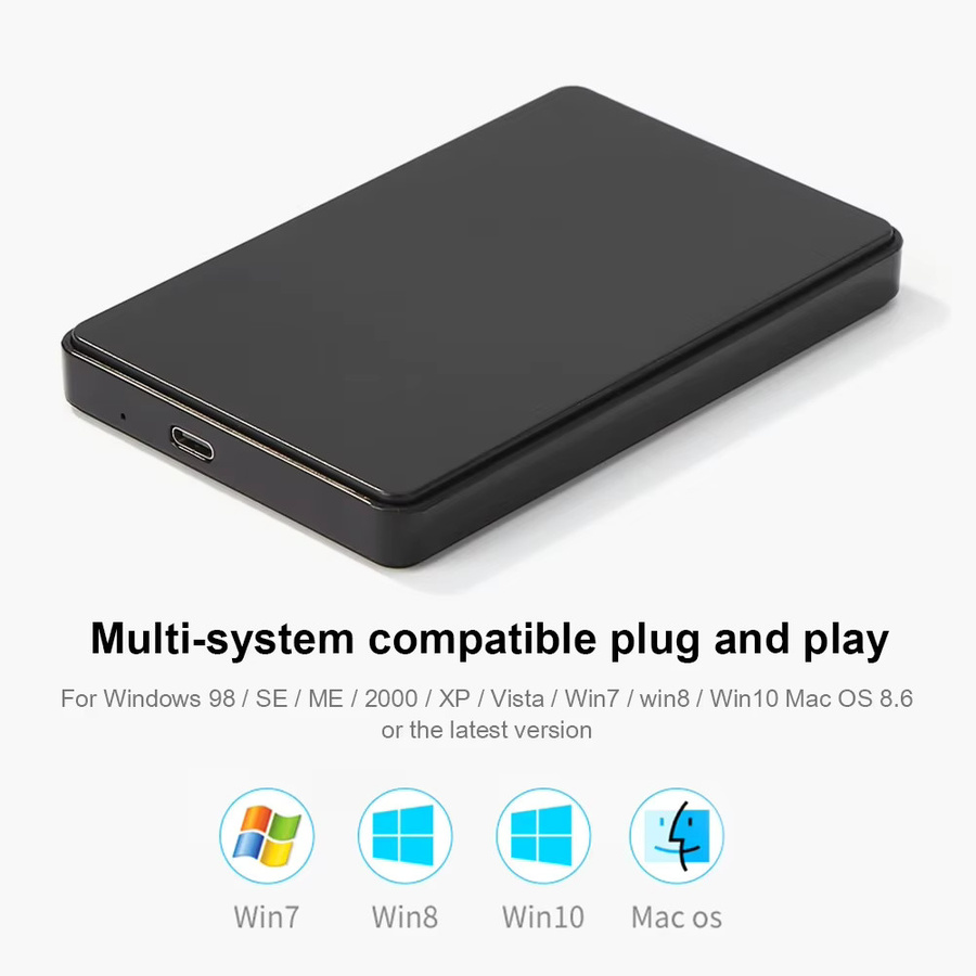 VODOOL 2,5 Zoll SATA USB 3.1 Festplattengehäuse in Schwarz und Transparent mit USB-C Kabel für HDD oder SSD - Bild 3