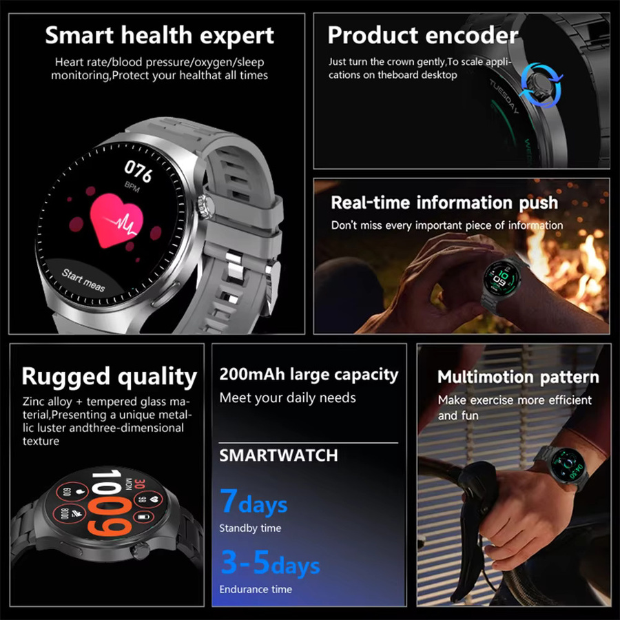 LAXASFIT Smartwatch für Herren mit 1,52 Zoll Volltouchscreen, Bluetooth-Sprachanruf und Fitness-Tracker in Silber - Bild 2