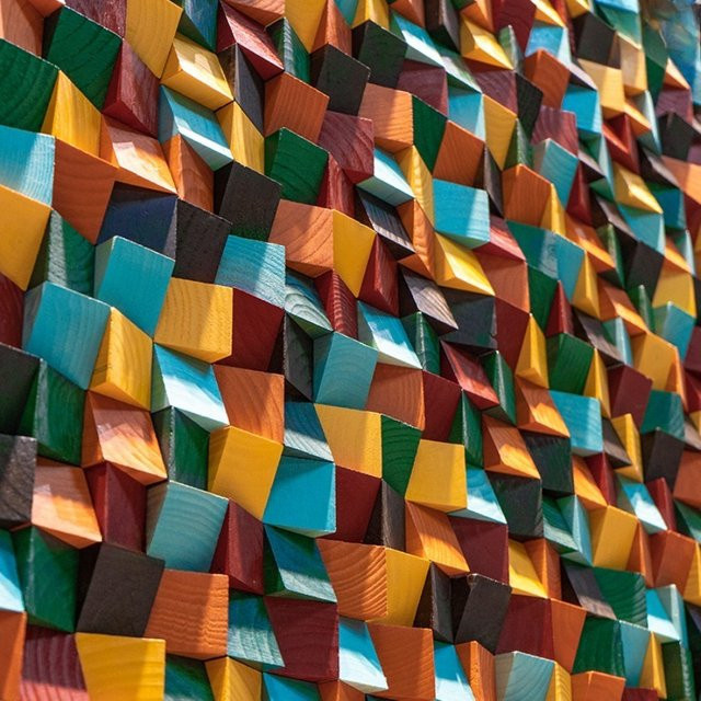 Mosecor 3D-Kunst-Wanddekoration aus Massivholz in Multicolour, Akustischer Diffusor und Mosaikfliese Wandpaneel, Breite: 30,0 cm, Höhe: 30,0 cm - Bild 1