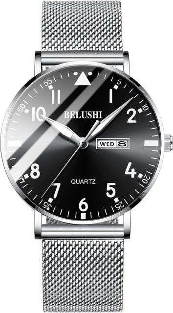 Dream Wristwatches Armbanduhr Edelstahl, Quarz, Silber/Schwarz, Herren - Bild 1