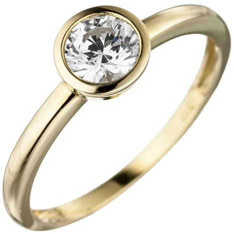 Colfem Ring 333 Gelbgold, Zirkonia, Damen, Ringgröße 52 - Bild 1