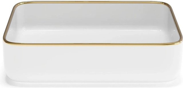 Vente-unique Aufsatzwaschbecken Juniko in Weiß und Goldfarben, Breite: 50 cm - Bild 1