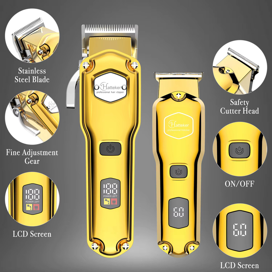 HATTEKER Haarschneidemaschine Trimmer-Set, Herren, Silver Gold - Bild 4
