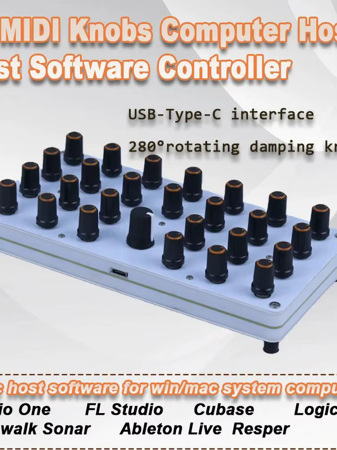 XMSJ MIDI-Controller mit 15/27 MIDI-Knöpfen, benutzerdefinierbaren CC-Informationen und USB-C-Schnittstelle für Musik-Host-Software - Bild 3