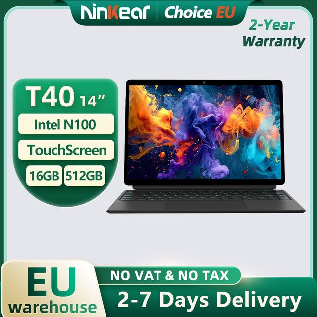 Ninkear T40 2-in-1 Tablet Mini-Laptop mit 14 Zoll IPS Touchscreen, Intel N100, 16GB RAM, 512GB SSD und Windows 11 - Bild 1