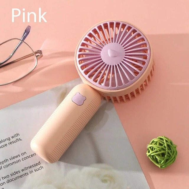 NATAWA Mini Tragbarer Handheld USB Ventilator, Aufladbarer Luftkühler für Outdoor und Reise, Farbe: Pink - Bild 1