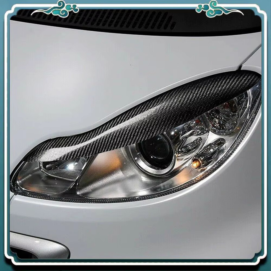 ABTU-Auto Carbon Fiber Scheinwerfer Augenbraue Aufkleber für Mercedes-Benz Smart Fortwo W451 in Schwarz und Grau - Bild 4