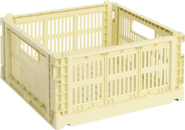 HAY Colour Crate Korb Medium Square aus Kunststoff in Gelb und Beige, stapelbar und faltbar - Bild 1