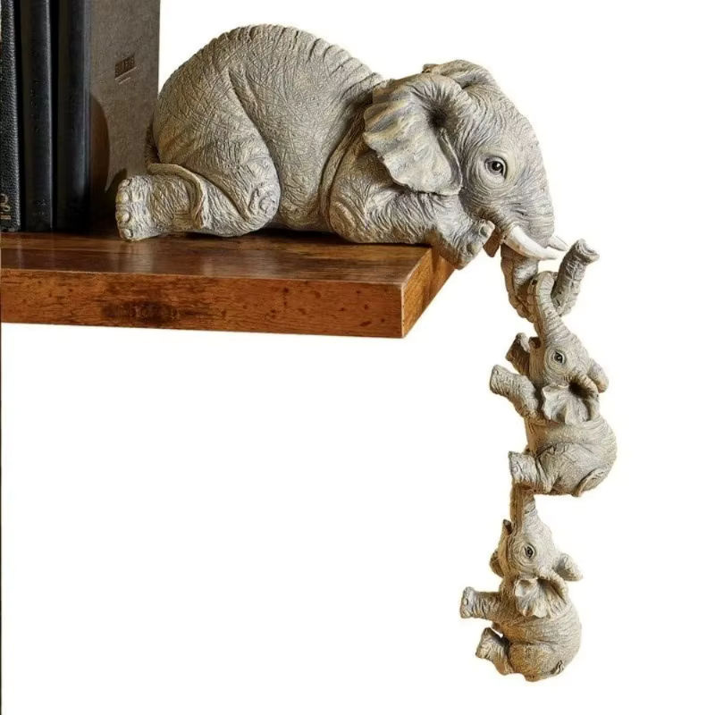 3er-Set Niedliche Elefanten Figuren aus Kunstharz in Grau als Dekorative Baby Puppen Miniaturen für deine Wohnkultur - Bild 4