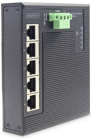 Digitus Industrial Gigabit Flat Switch 5 Port 10/100/1000 Mbit/s Schwarz - Bild 1