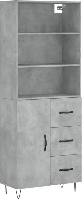vidaXL Highboard Betongrau aus Holzwerkstoff und Eisen, B/T/H: 69,5 x 34 x 180 cm - Bild 1