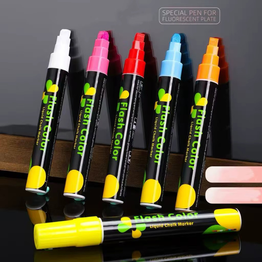 8-farbige Flüssigkreide-Markierungsstifte in Neon-Farben, waschbare und nass abwischbare Marker für Tafel, Glas und Fenster - Bild 4