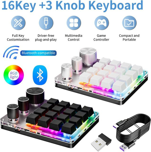 GGBEE Drahtloses Bluetooth Makropad mit 16 Tasten, Mechanische Gaming-Tastatur mit RGB und Hotswap-Funktion - Bild 1