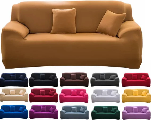 Dehnbarer Sofabezug aus Seiden-Spandex für Ecksofas und L-Form Couches, Grau/Mehrfarbig, Modernes Design für 1 bis 4 Sitzer - Bild 1