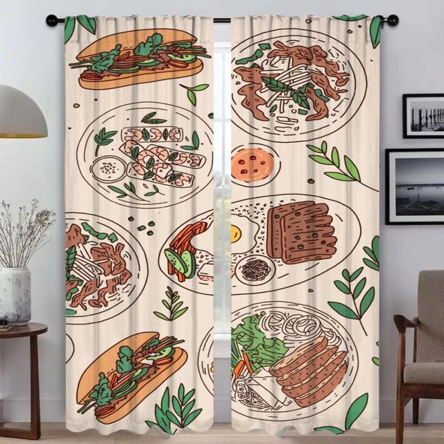 Verdunkelungsvorhänge für Esszimmer und Schlafzimmer, 2 Paneele, Beige, Breite: 50 cm, Höhe: 70 cm - Bild 1