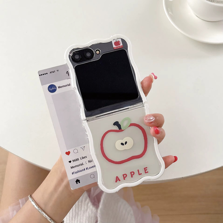 Apple Handyhülle für Samsung Galaxy Z Flip7 6 5 4 3, transparente stoßfeste Wellenabdeckung mit Lanyard - Bild 2