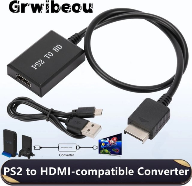 GRWIBEOU PS2 zu HDMI Konverter Audio Video Adapter für PlayStation 2 und PC in Schwarz - Bild 1