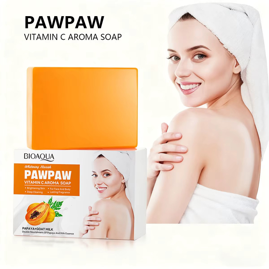 BIOAOUA Papaya Vitamin C Whitening Essential Oil Soap, Unisex - Bild 2
