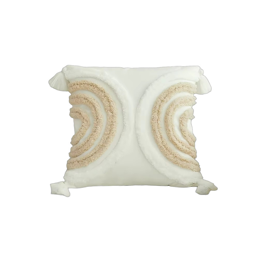 BUYNOW Bohemian Tufted Kissenbezug in Weiß mit Vintage Pastoral Design für dein Wohnzimmer oder Schlafzimmer - Bild 3