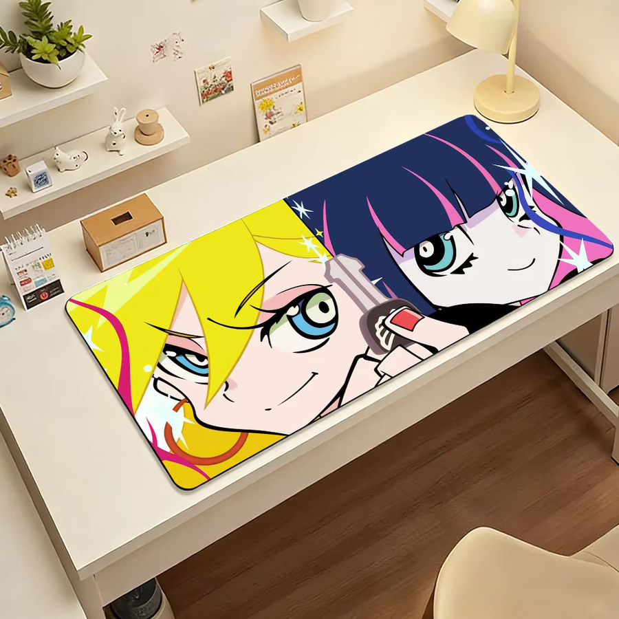 Panty & Stocking mit G-Garterbelt Mauspad, großes rutschfestes und wasserdichtes Gaming-Mauspad mit genähtem Rand in Multicolour - Bild 4
