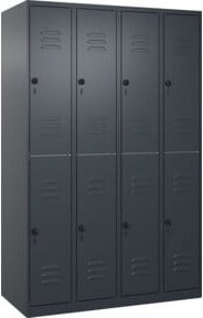 C+P Doppelstock-Spind Classic PLUS mit 4 Abteilen, Anthrazit und Grau, B/H/T: 120 x 185 x 50 cm - Bild 1