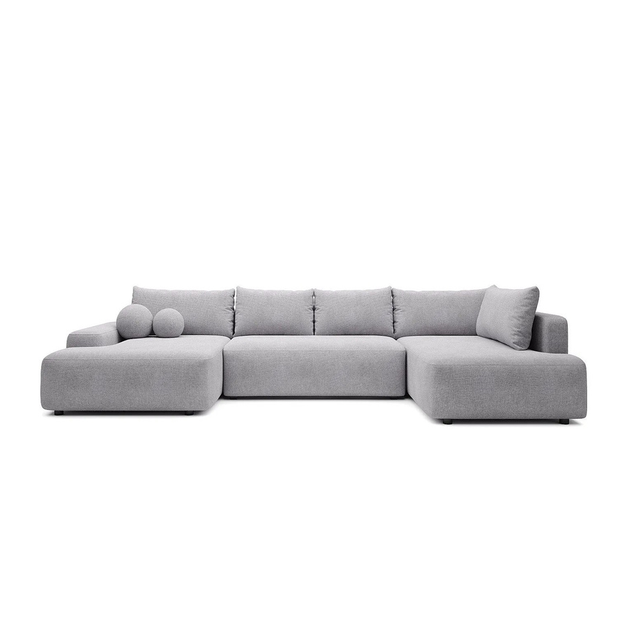 Vente-unique Schlafsofa Daviso in Lichtgrau mit L-Form und Schlaffunktion, Breite: 360 cm - Bild 2