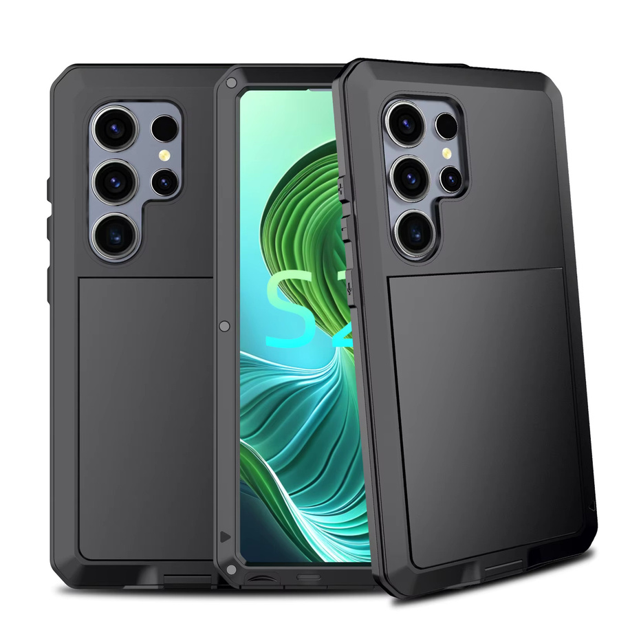 Shellbox Schutzhülle mit Metallstruktur für Samsung Galaxy S25 Ultra S24 S23 S22 S21 S20, sturzsicher und verschleißfest, Farben: Schwarz, Rot - Bild 6