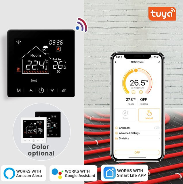 Tuya Smart Home Wifi Thermostat zur Temperaturregelung für Bodenheizung, Wasser und Gas mit App- und Sprachsteuerung via Google Home, Alexa und Alice - Bild 1